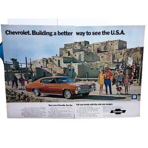 1972 Chevy Chevelle Building A Better Way to See the USA Original Print ad 70s
